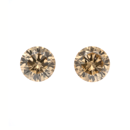 1.02ct Fancy/Fancy Light Orangy Brown, Round Diamond Pair, SI2 - 5.12 - 5.17 x 3.10mm