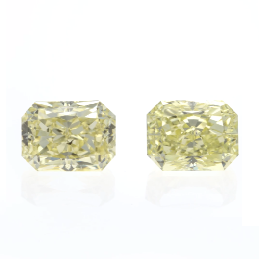 1.03ct Fancy Intense Yellow, Emerald Cut Diamond Pair, SI1/SI2 - 4.9 x 3.8mm