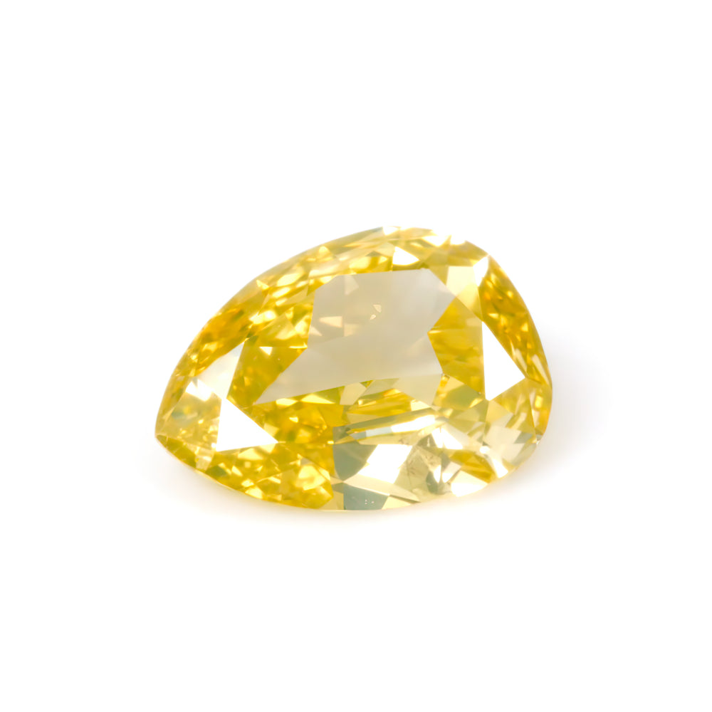 0.66ct Fancy Intense Greenish Yellow, Pear Shape Diamond - 7.49 x 5.74 x 2.27mm