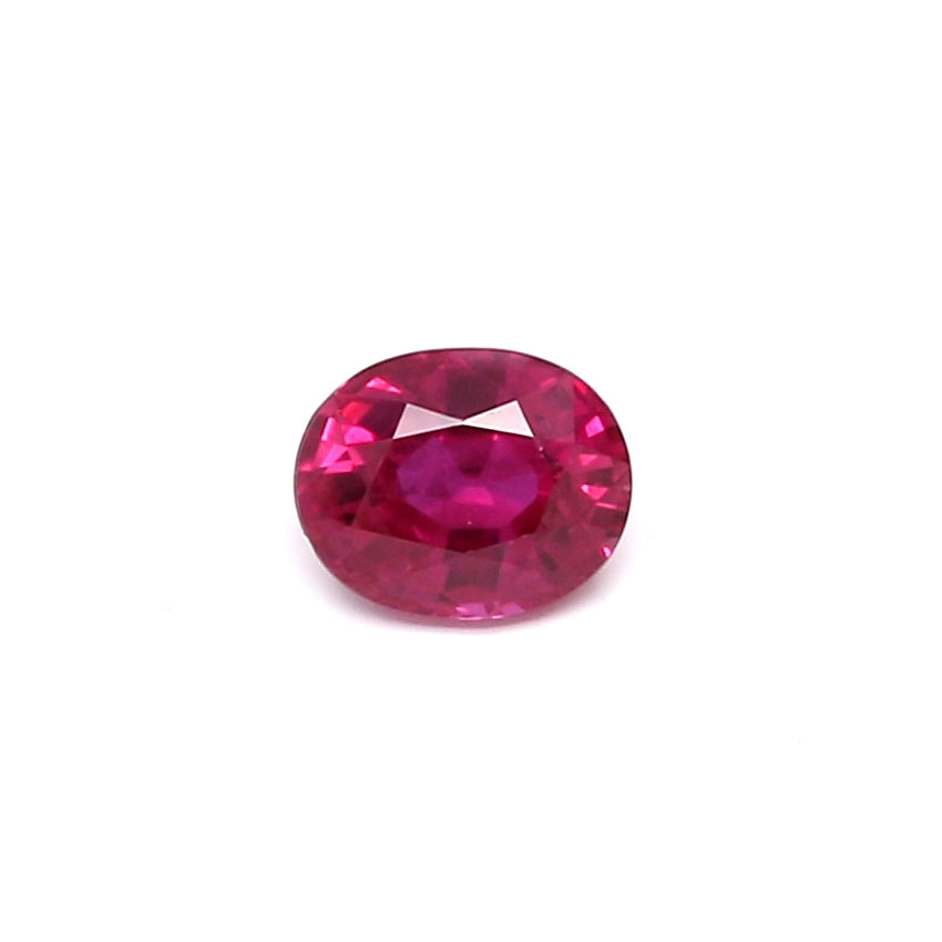 0.55ct Pinkish Red, Oval Ruby, Heated, Thailand - 5.39 x 4.33 x 2.88mm