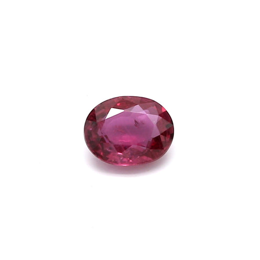 0.57ct Purplish Red, Oval Ruby, Heated, Thailand - 5.52 x 4.39 x 2.46mm