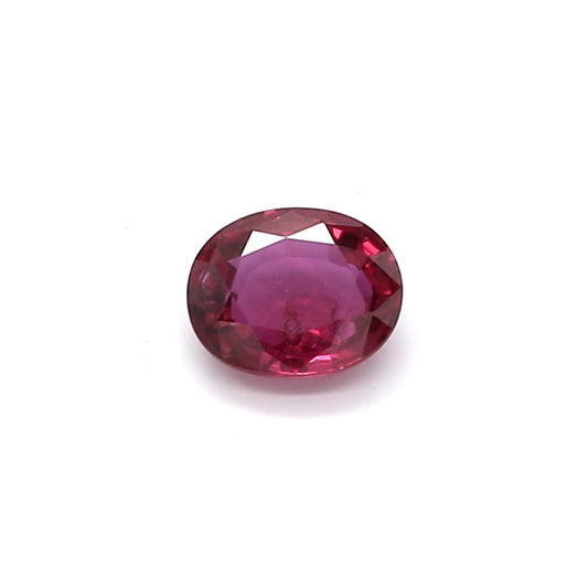 0.60ct Purplish Red, Oval Ruby, Heated, Thailand - 5.52 x 4.51 x 2.37mm