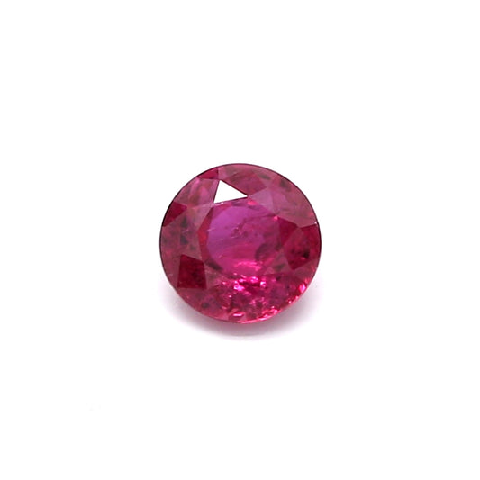 0.60ct Pinkish Red, Round Ruby, Heated, Thailand - 5.02 - 5.07 x 2.86mm