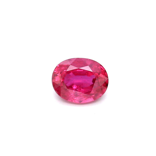 0.61ct Pinkish Red, Oval Ruby, Heated, Thailand - 5.48 x 4.34 x 2.84mm