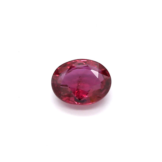 0.62ct Purplish Red, Oval Ruby, Heated, Thailand - 5.55 x 4.48 x 2.49mm