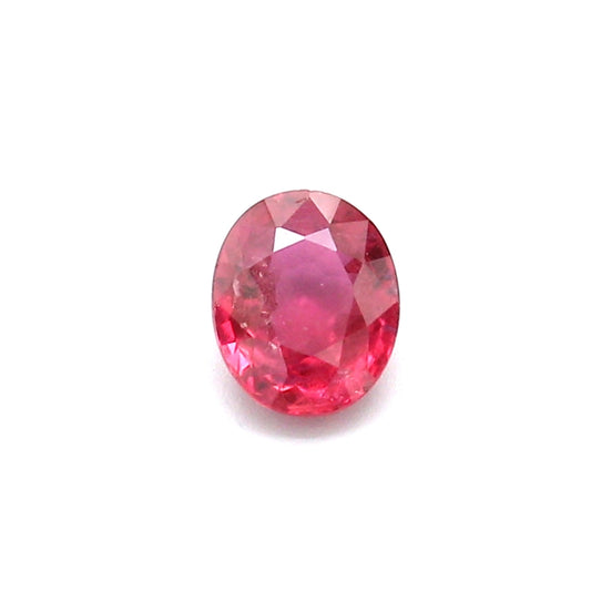 0.67ct Purplish Red, Oval Ruby, Heated, Thailand - 5.57 x 4.53 x 2.83mm