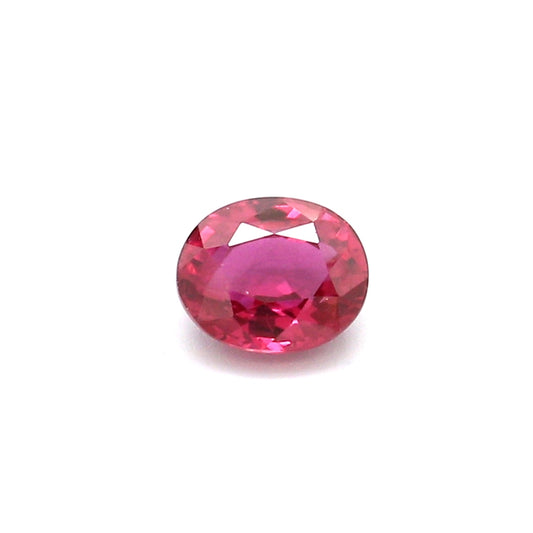 0.68ct Pinkish Red, Oval Ruby, Heated, Thailand - 5.45 x 4.47 x 2.90mm