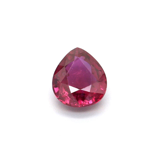 0.70ct Purplish Red, Pear Shape Ruby, H(a), Thailand - 5.95 x 5.05 x 2.74mm