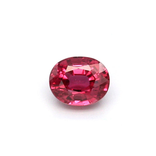 0.80ct Pinkish Red, Oval Ruby, Heated, Thailand - 5.53 x 4.49 x 3.30mm