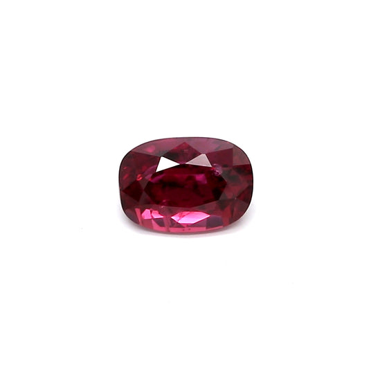 0.87ct Purplish Red, Cushion Ruby, Heated, Thailand - 6.44 x 4.54 x 3.33mm