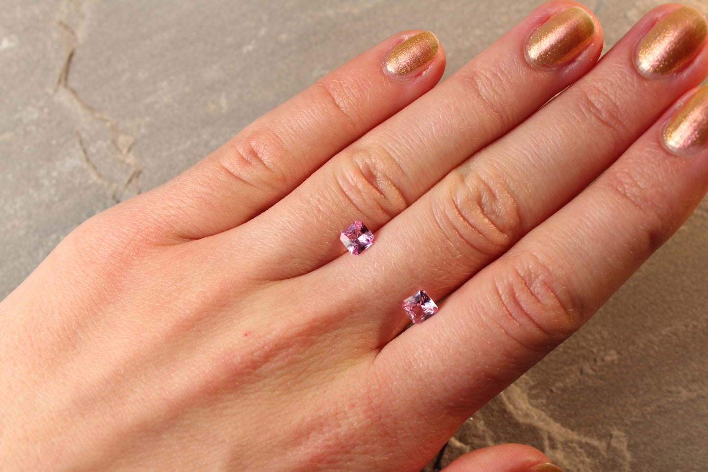 1.23ct Pink, Radiant Sapphire Pair, No Heat, Madagascar - 5.00 x 5.00mm