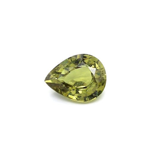 1.59ct Yellowish Green, Pear Shape Sapphire, Heated, Madagascar - 8.49 x 6.68 x 3.52mm