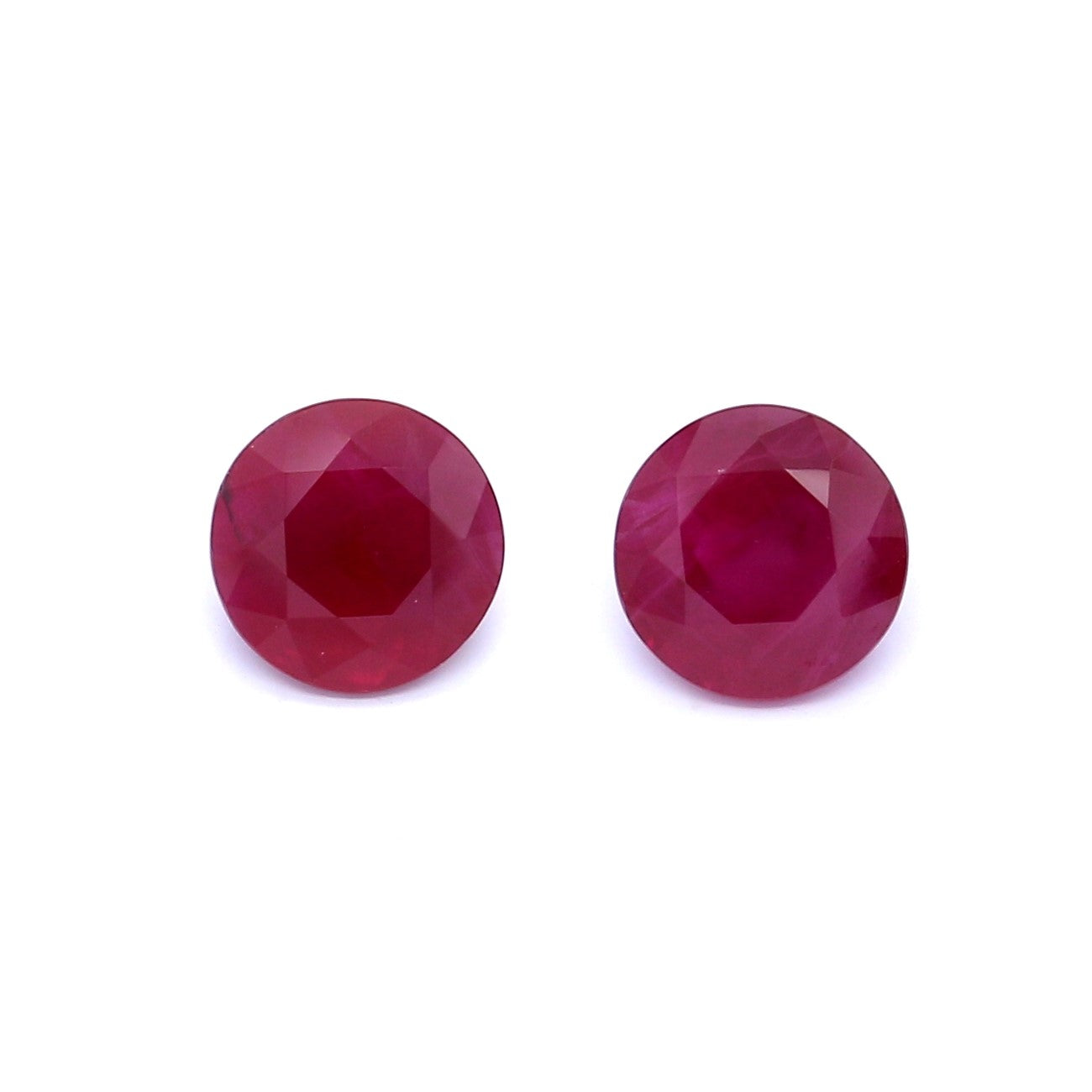 2.25ct Purplish Red, Round Ruby Pair, H(a)/H(b), Myanmar - 5.97 - 6.00mm