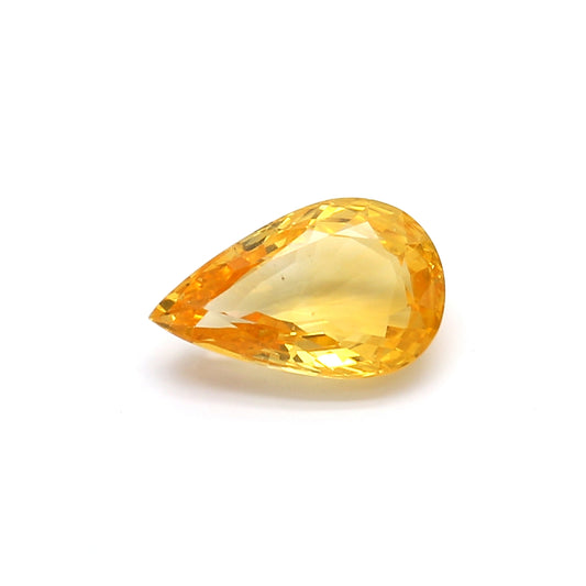 2.36ct Orangy Yellow, Pear Shape Sapphire, Heated, Sri Lanka - 11.12 x 6.96 x 3.70mm