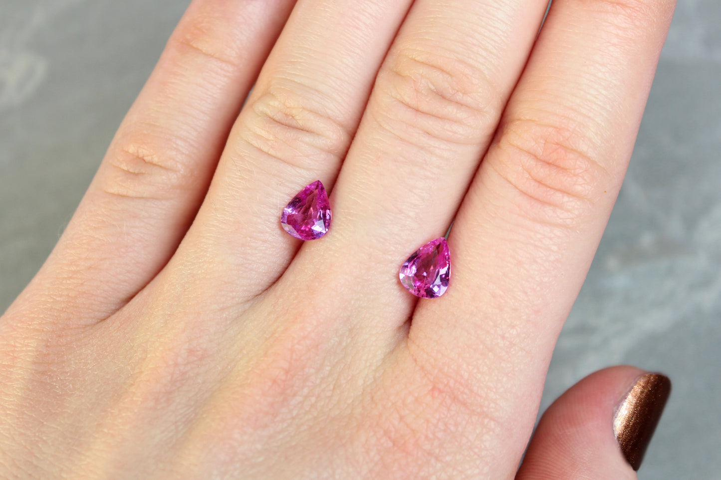 2.81ct Pink, Pear Shape Sapphire Pair, Heated, Madagascar - 8.7 x 6.6mm