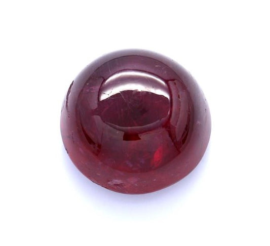 24.65ct Purplish Red, Round Cabochon Ruby, No Heat + Oil, East Africa - 15.74 -15.87 x 8.88mm