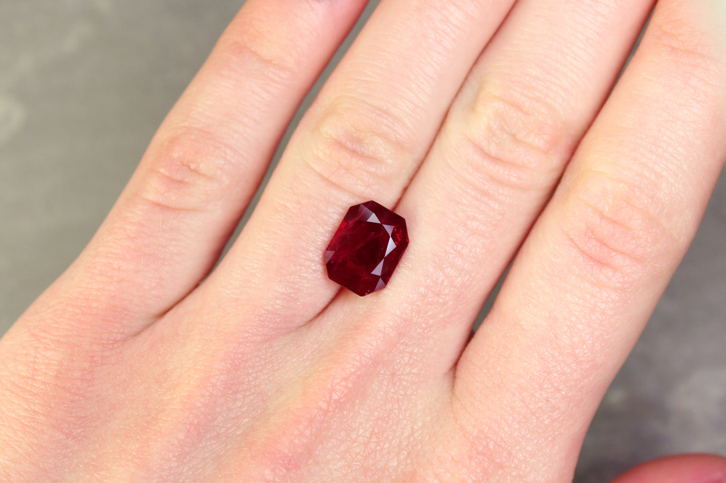 3.77ct Octagon Ruby, H(b), Thailand - 11.13 x 8.70 x 3.82mm