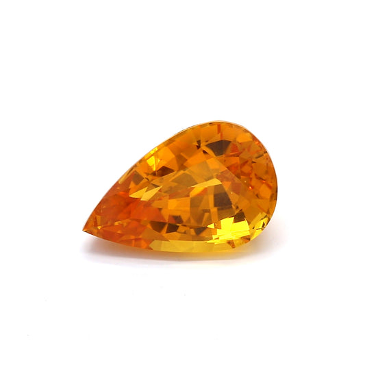 4.58ct Orangy Yellow, Pear Shape Sapphire, Heated, Sri Lanka - 12.51 x 8.05 x 6.24mm