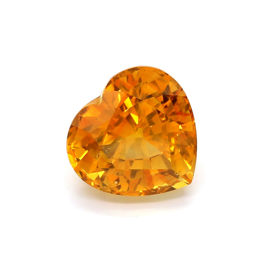 8.38ct Orangy Yellow, Heart Shape Sapphire, Heated, Sri Lanka - 11.20 x 11.64 x 8.17mm