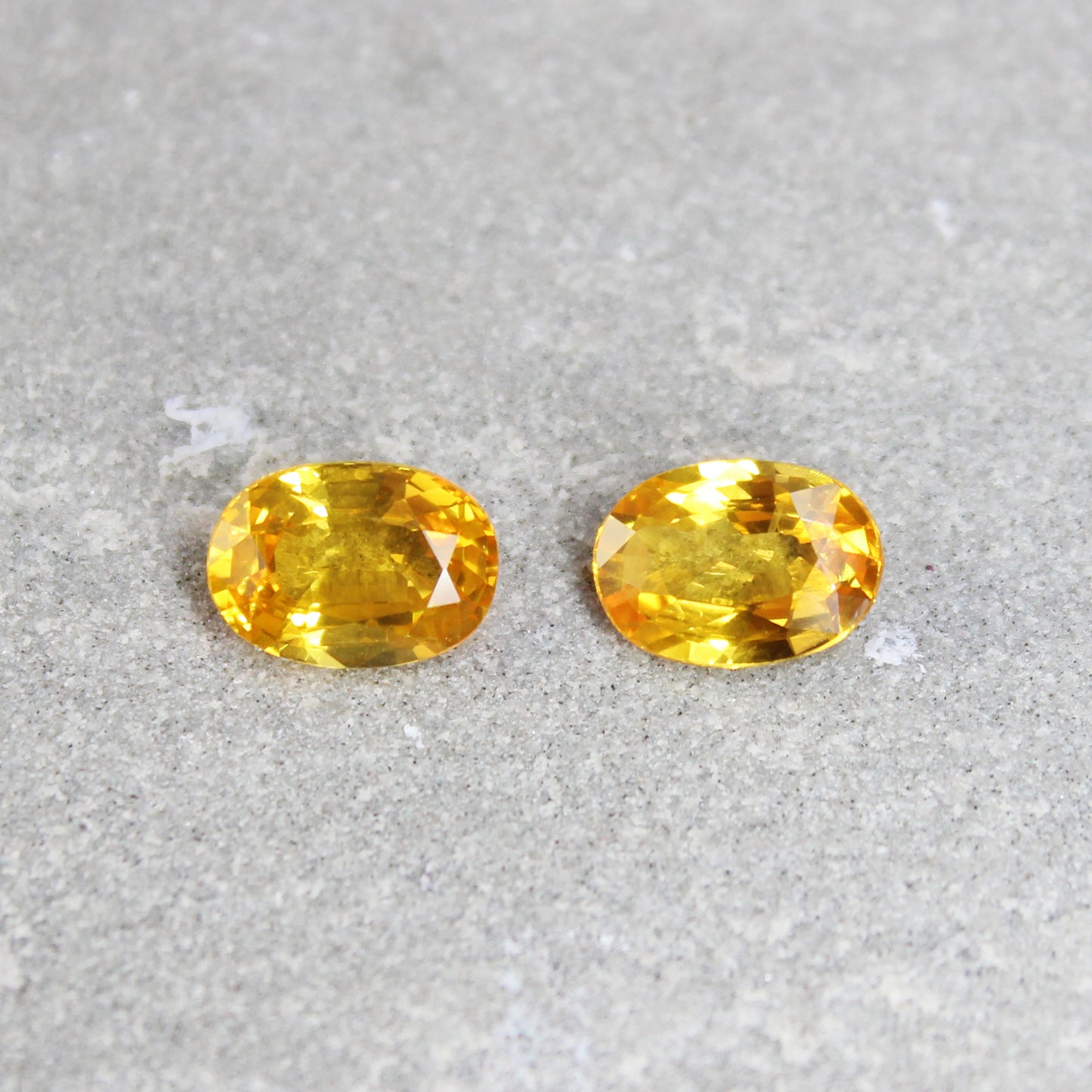 2.98ct Orangy Yellow, Oval Sapphire Pair, Heated, Sri Lanka - 8.2 x 5.9mm